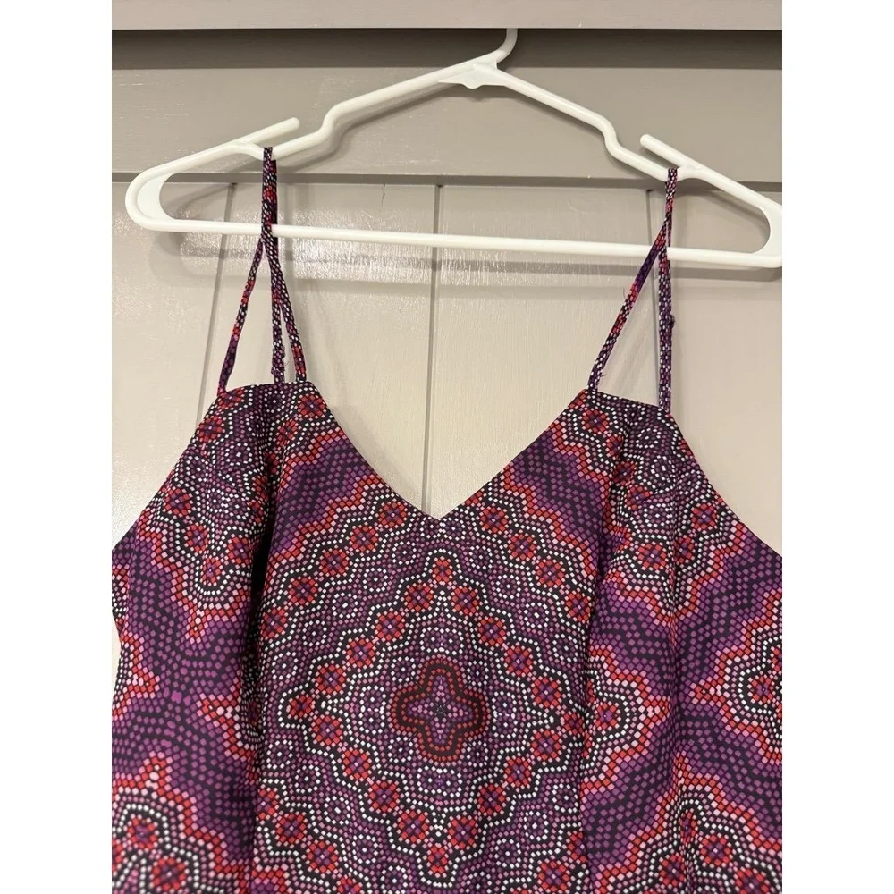 Bisou Bisou‎ Womens Size 8 Geometric Print Maxi Dress V-Neck Boho Flowy - Picture 3 of 8